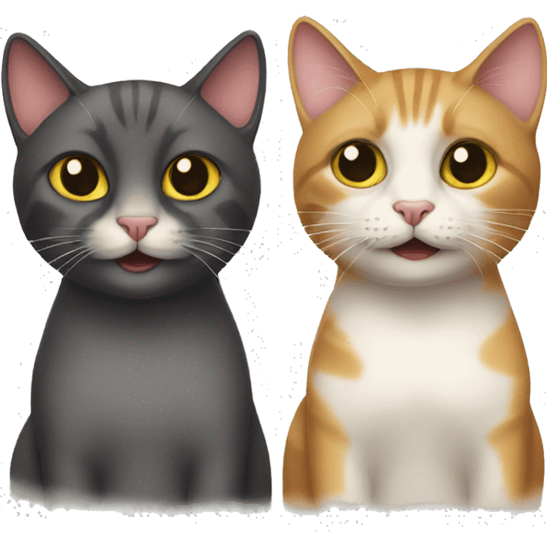 two cats with tricky faces emoji