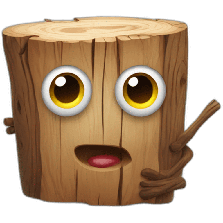 Stick of wood with eyes and arms emoji