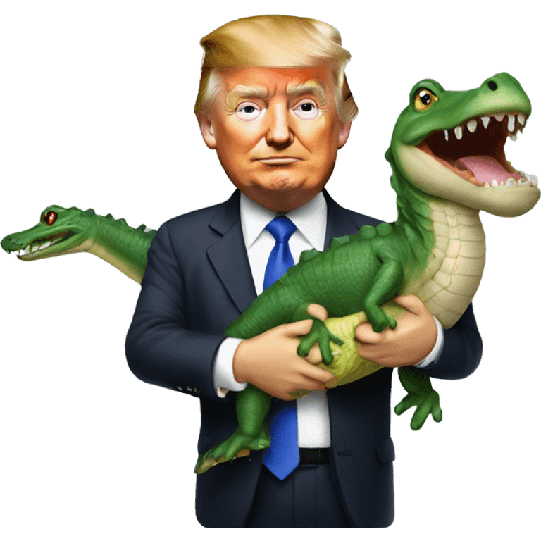 Trump holding an alligator emoji