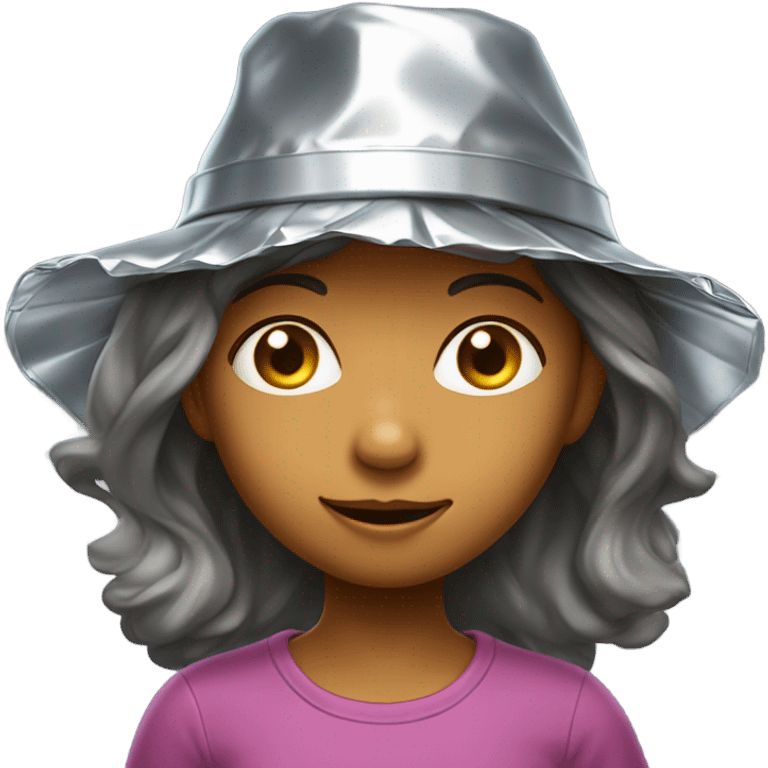 Conspiracy theorist girl wearing tin-foil hat emoji