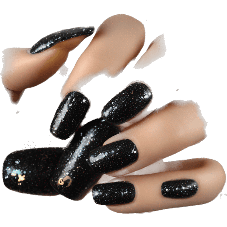 Black glitter manicure  emoji