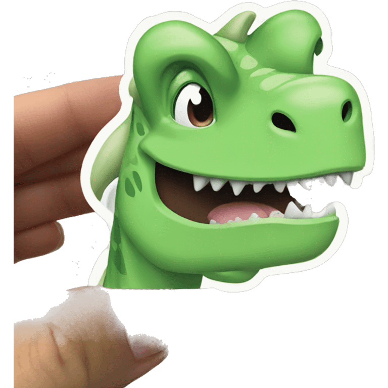 a sticker of a face of cute dinosaur in a pista green color   emoji