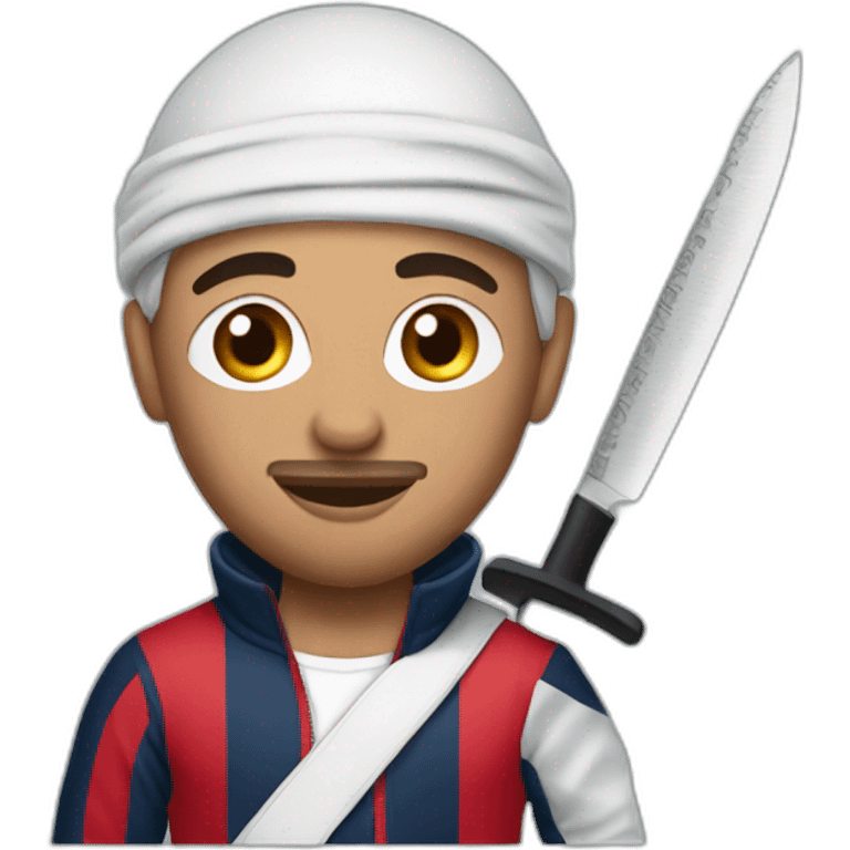 A moroccan men with a knife wearing a PSG tracksuit emoji