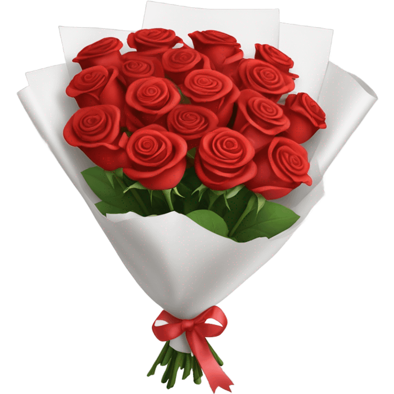 Bouquet of red roses wrapped in white paper emoji