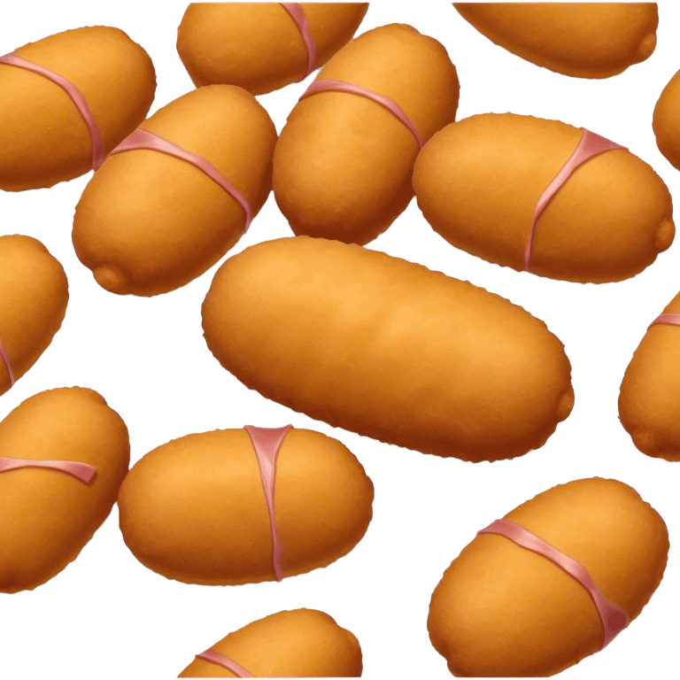 Cinematic Realistic Croquetas Dish Emoji, showcasing crispy, creamy croquettes filled with ham or chicken rendered with lifelike textures and appetizing, dynamic lighting. emoji