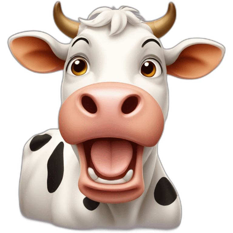 Shouting cow,funny face emoji