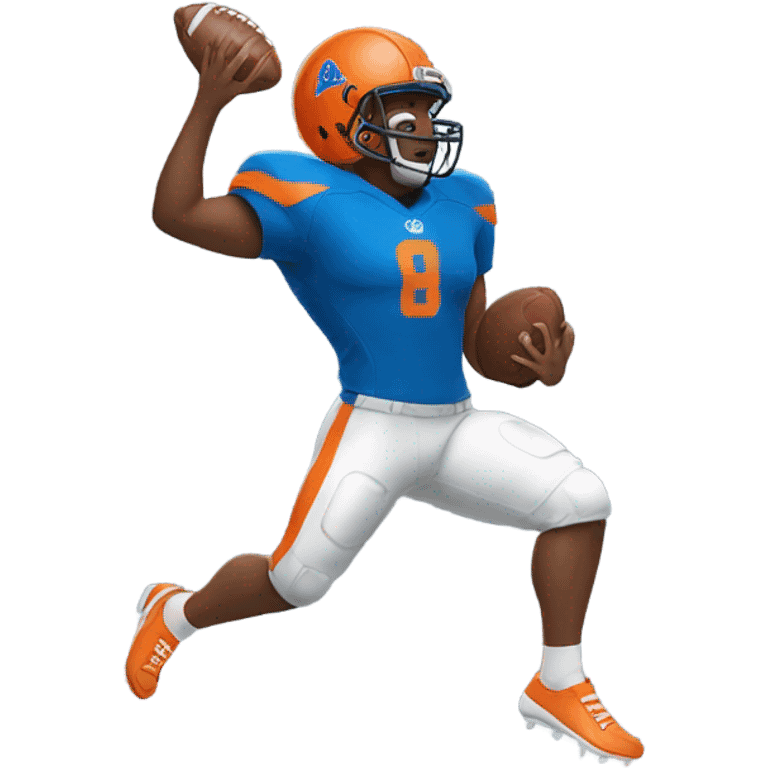 #89 catching a football wearing blue and orange emoji