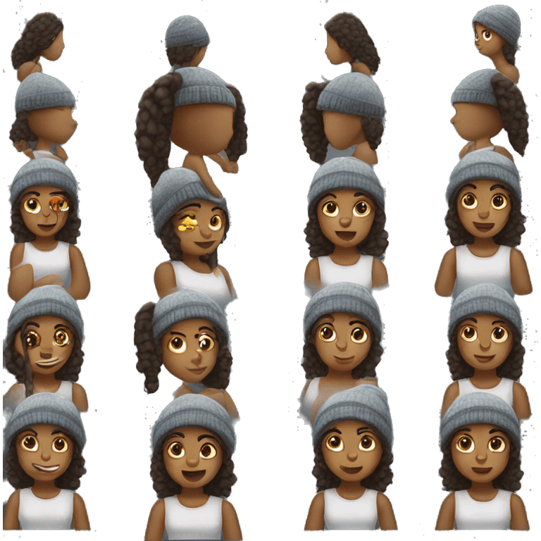 Black teenage girl with beanie and arm up emoji