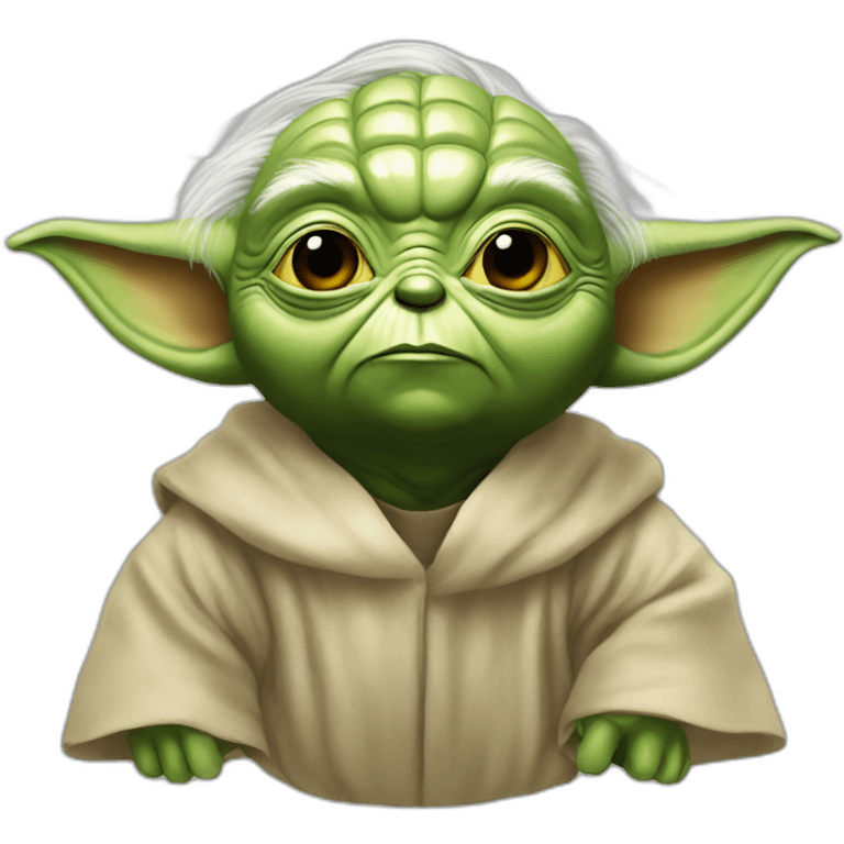 yoda flies on top of donald trump emoji