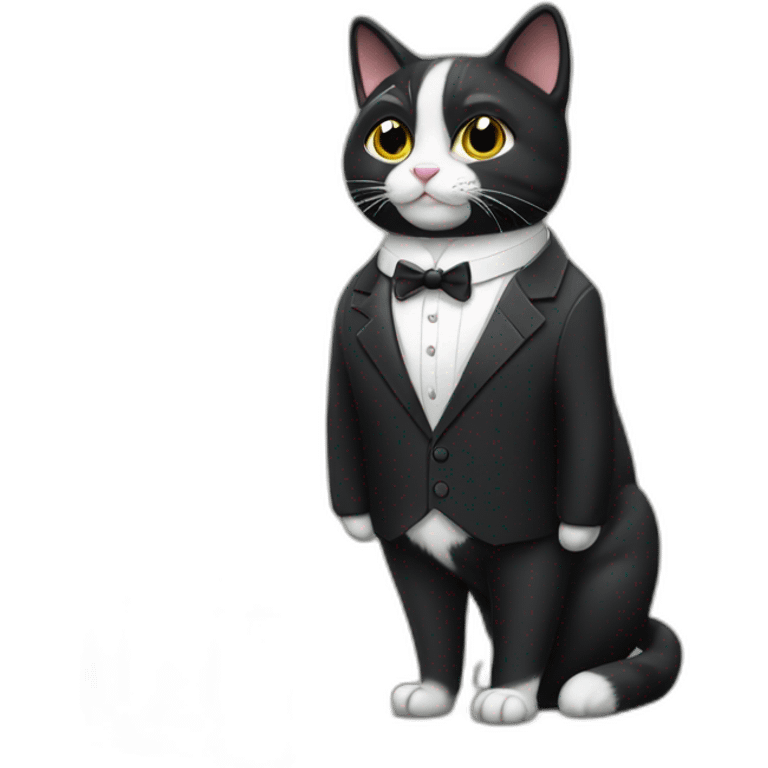 Tuxedo cat in a suit with briefcase emoji