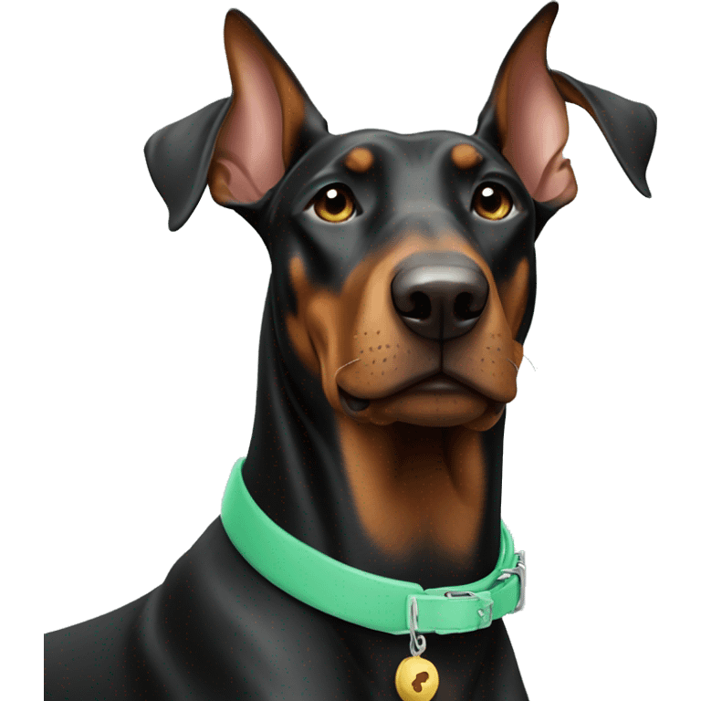 Doberman with mint collar emoji