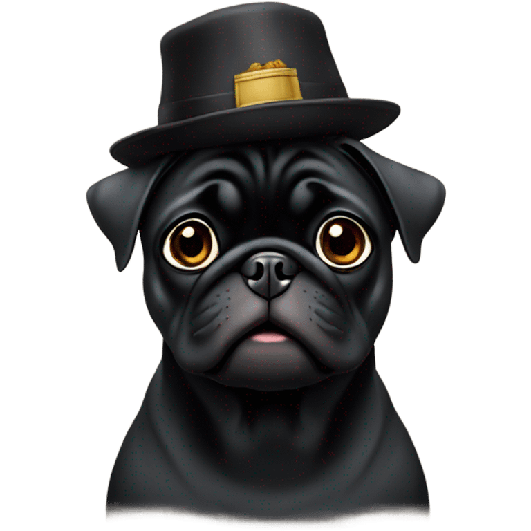 Black pug with hat emoji