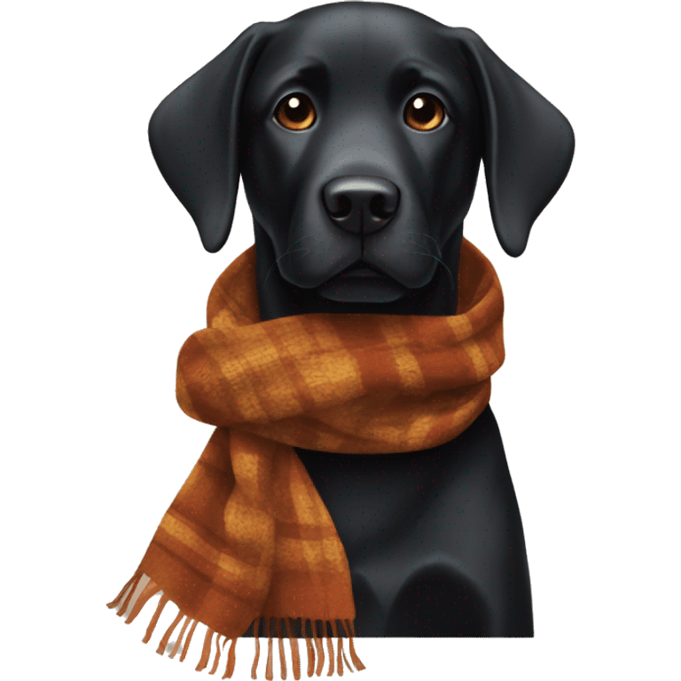 Black Labrador with fall scarf emoji