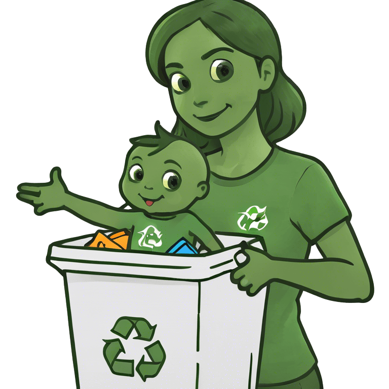 Mom throwing baby in recycling emoji