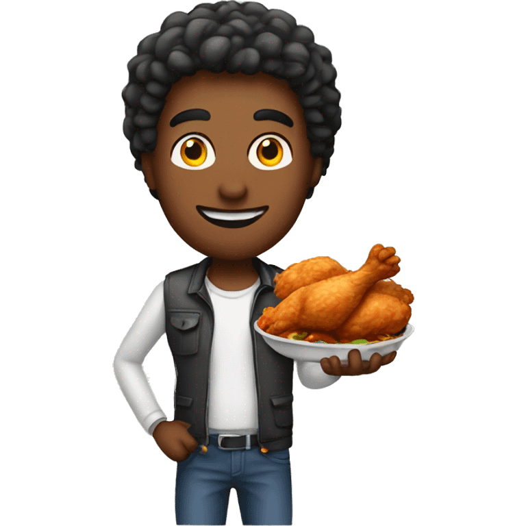 guy holding fried chicken emoji