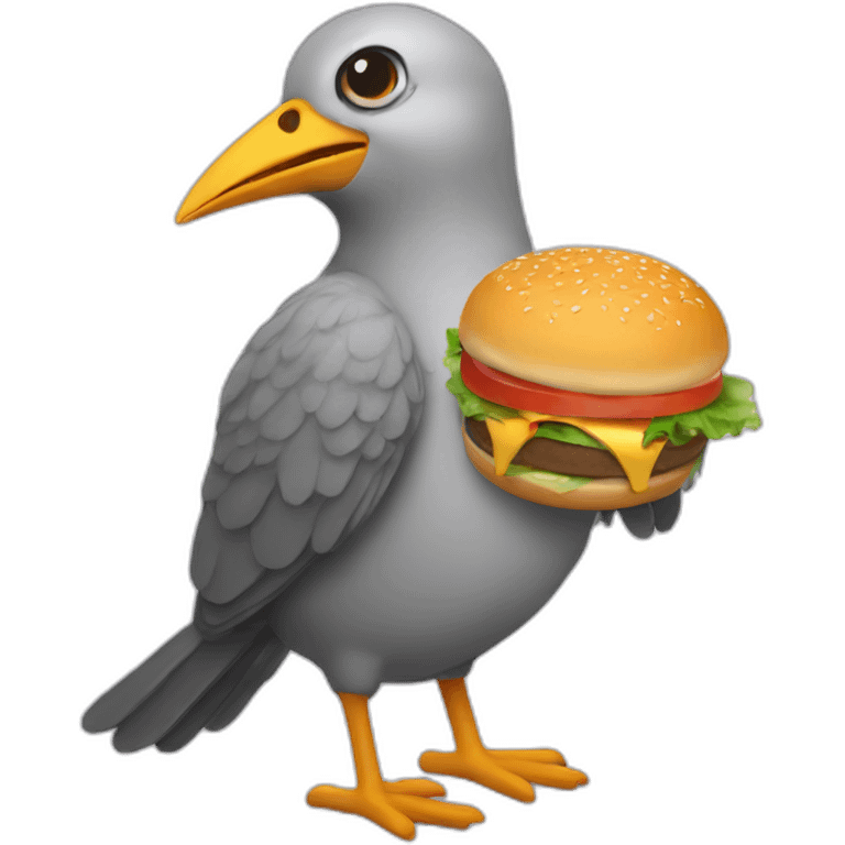 Bird eating hamburger emoji