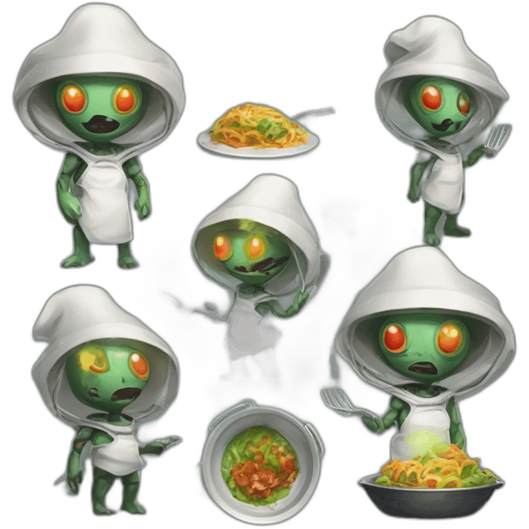 alien chef scifi roguelike rpg style inspired by slay the spire digital art emoji