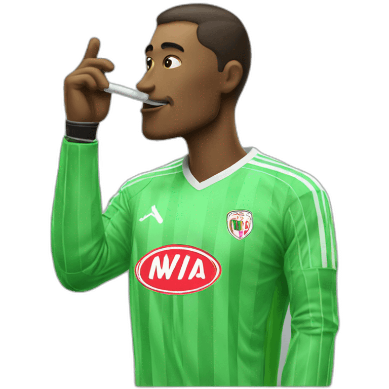 Soccer goalie smoking a cigar emoji