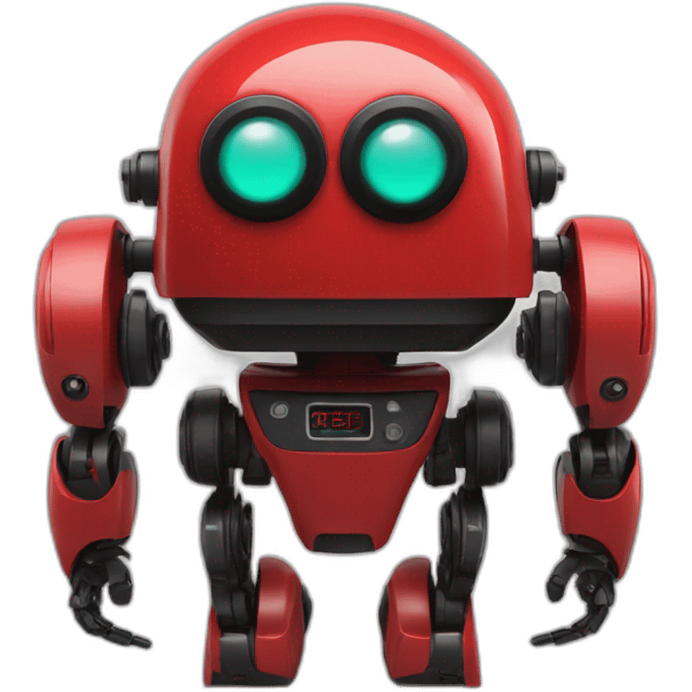 red robot with a black domed display head and red eyes emoji