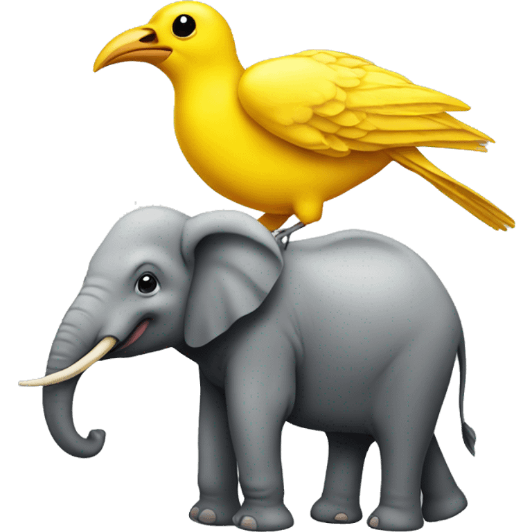 Yellow bird on an elephant emoji