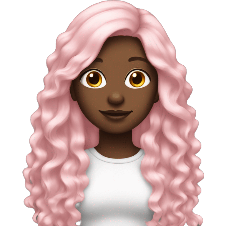 Light Pink long hair black girl emoji