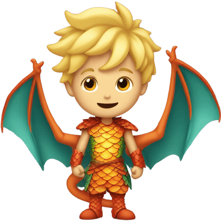 Blond boy dressed like a dragon emoji