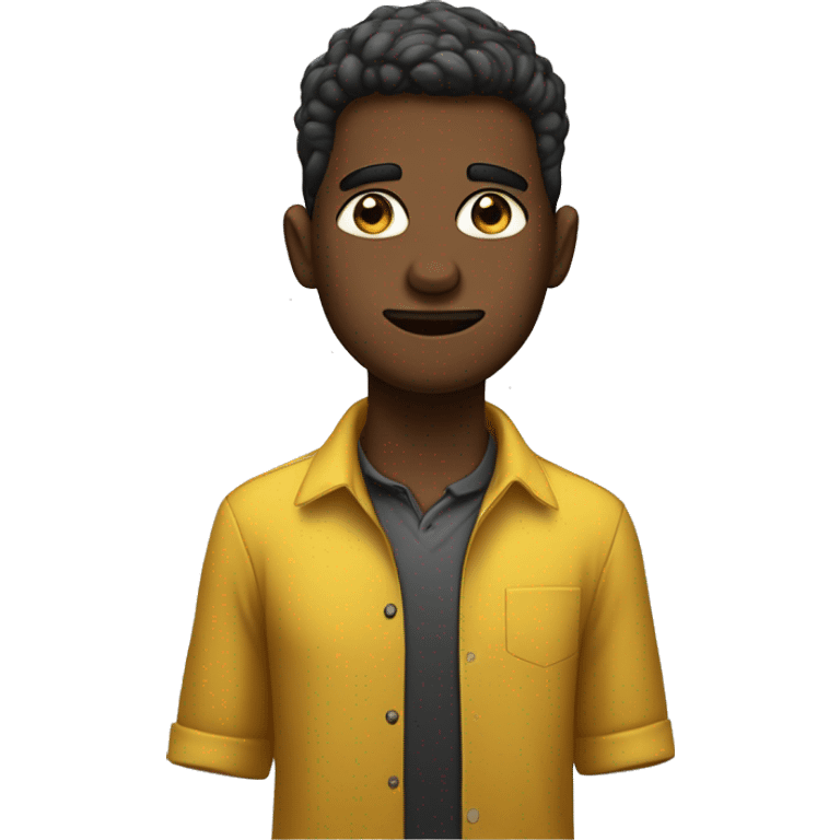 menino com cor beje cabelo preto olhos castanho e camisa amarela emoji