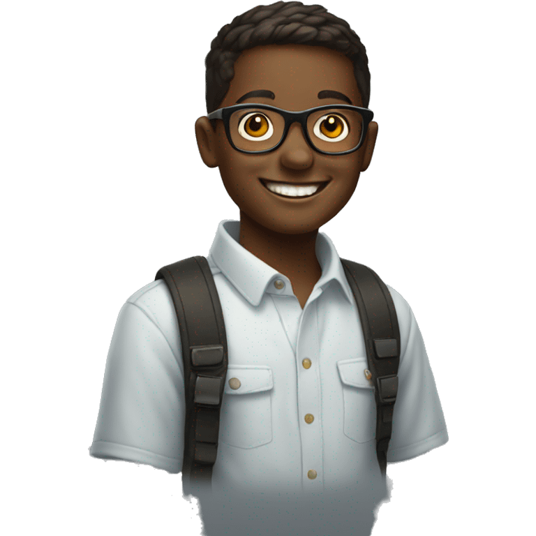 smiling boy in glasses portrait as an emoji emoji