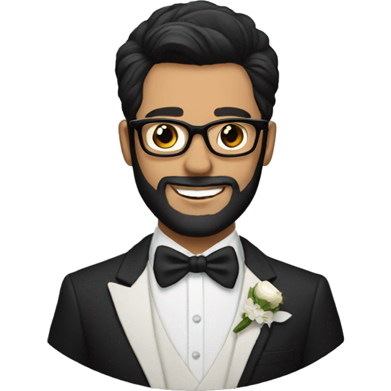 groom with dark hair a beard and glasses emoji