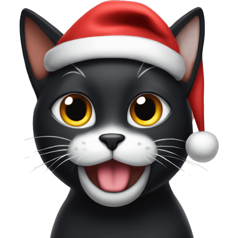 Black cat with a Santa hat on emoji