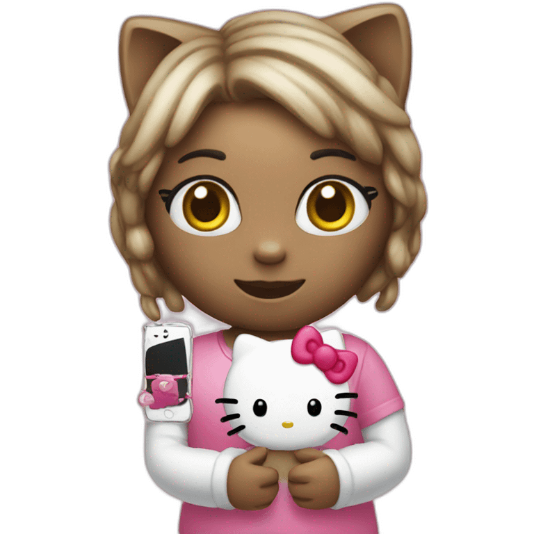 Hello kitty with an iphone emoji