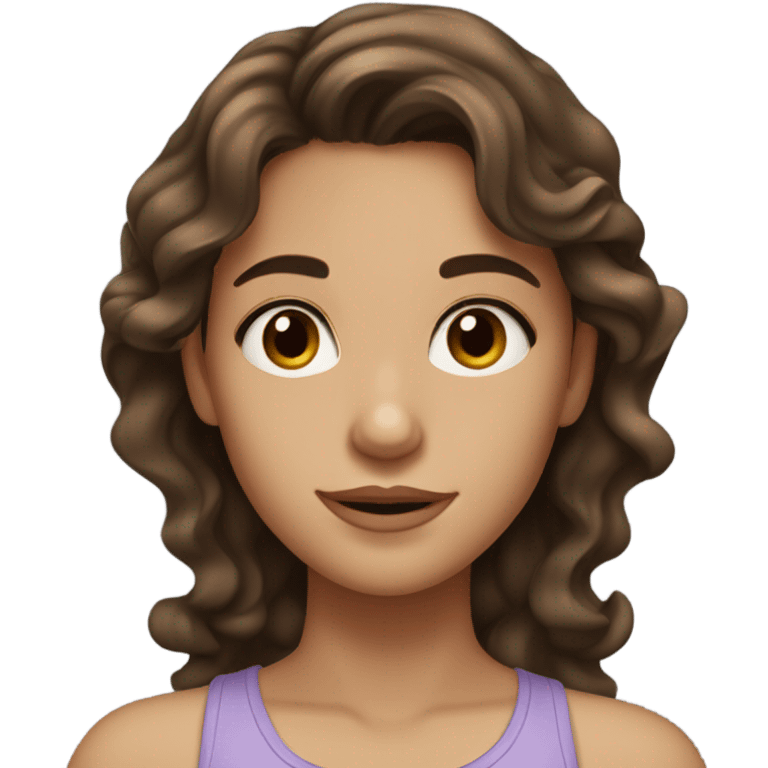 A brunette girl with brown eyes with wavy hair ios 18 emoji emoji