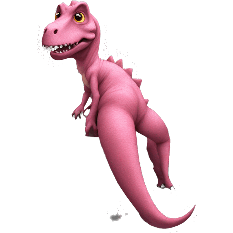 dinosaur in pink tutu on the toilet smoking emoji