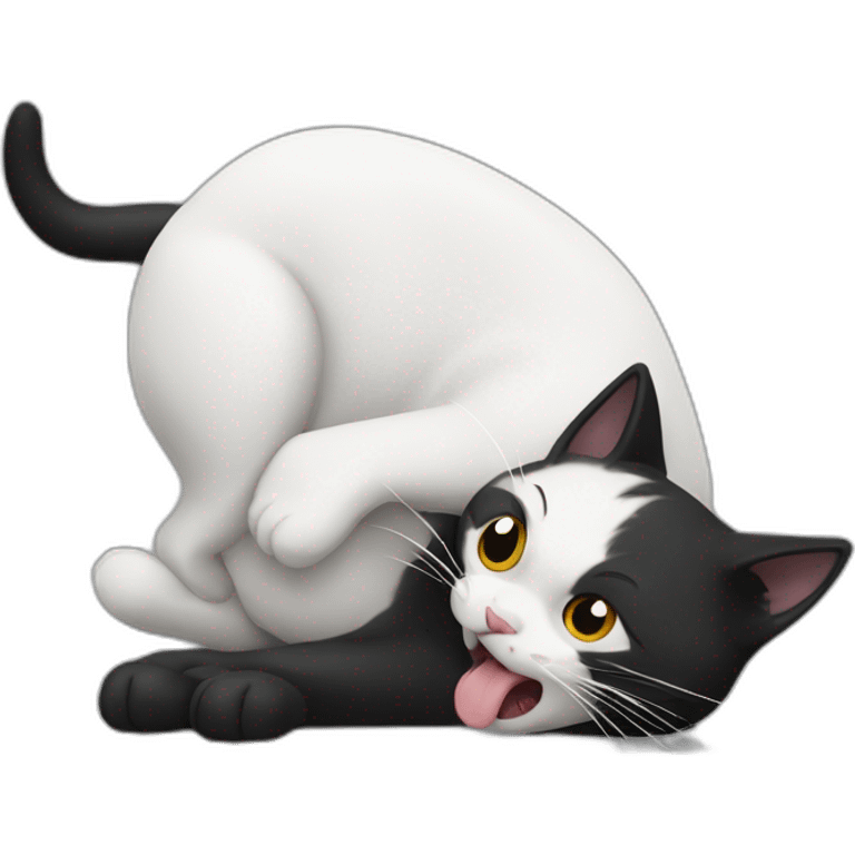 Black and white cat vomiting emoji