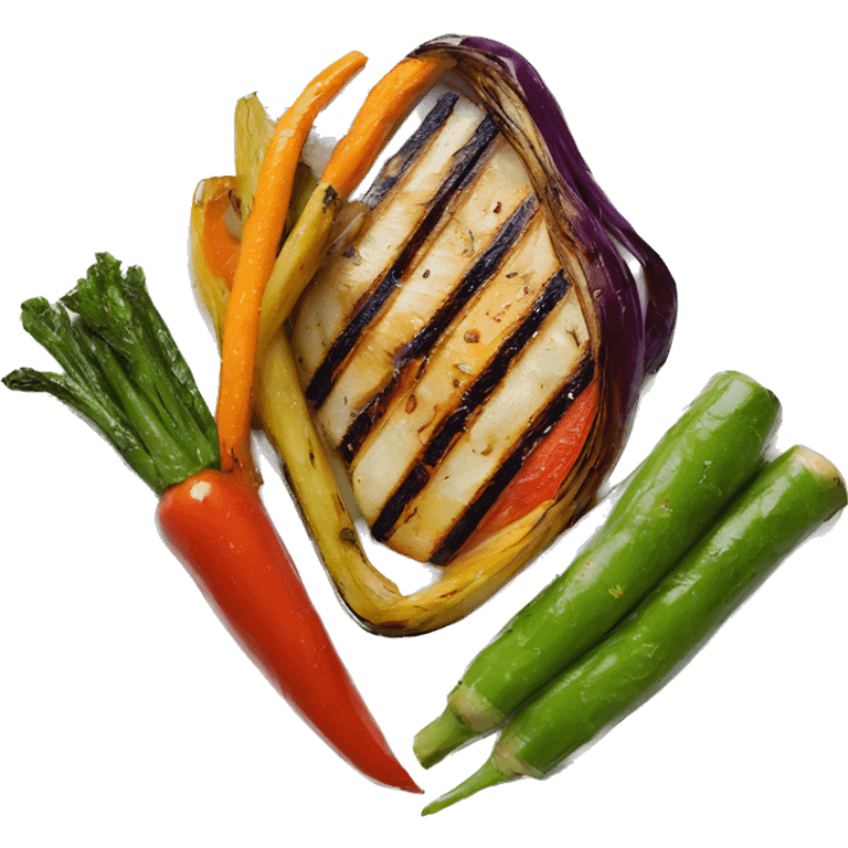 Grilled vegetables served on a white plate  emoji