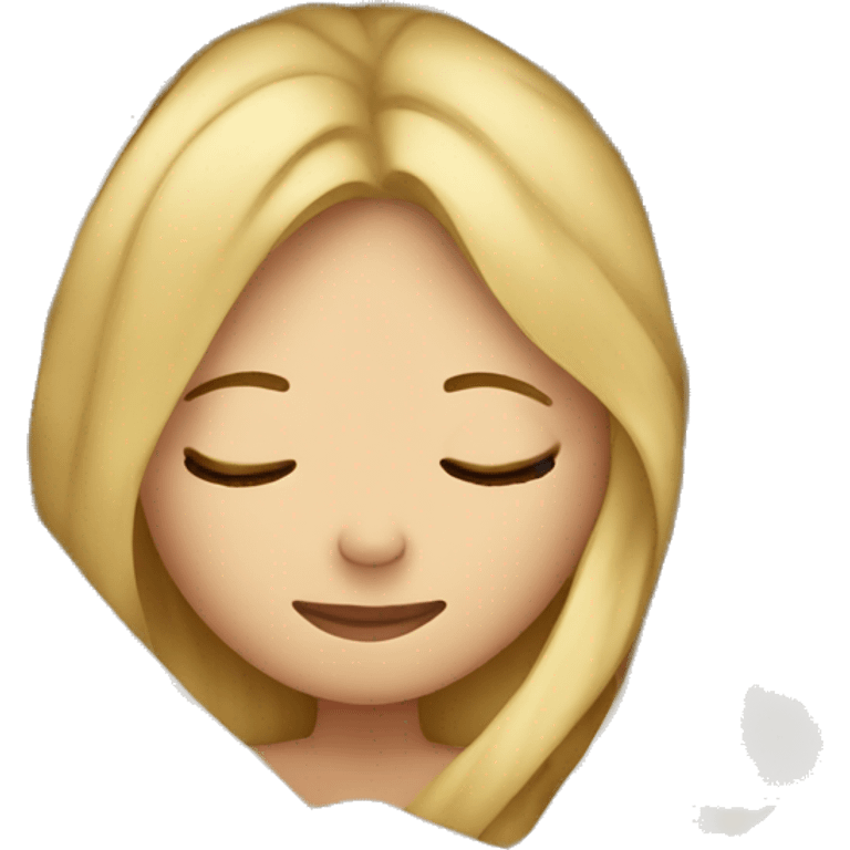 Blonde girl sleeping, wrapped in blanket emoji