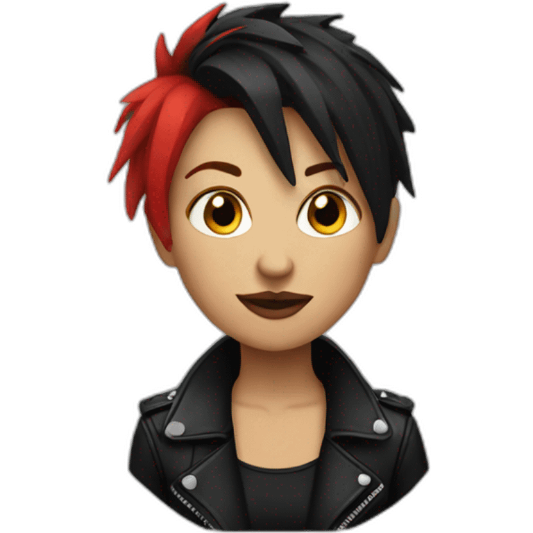 Female punk,red and black short hair emoji