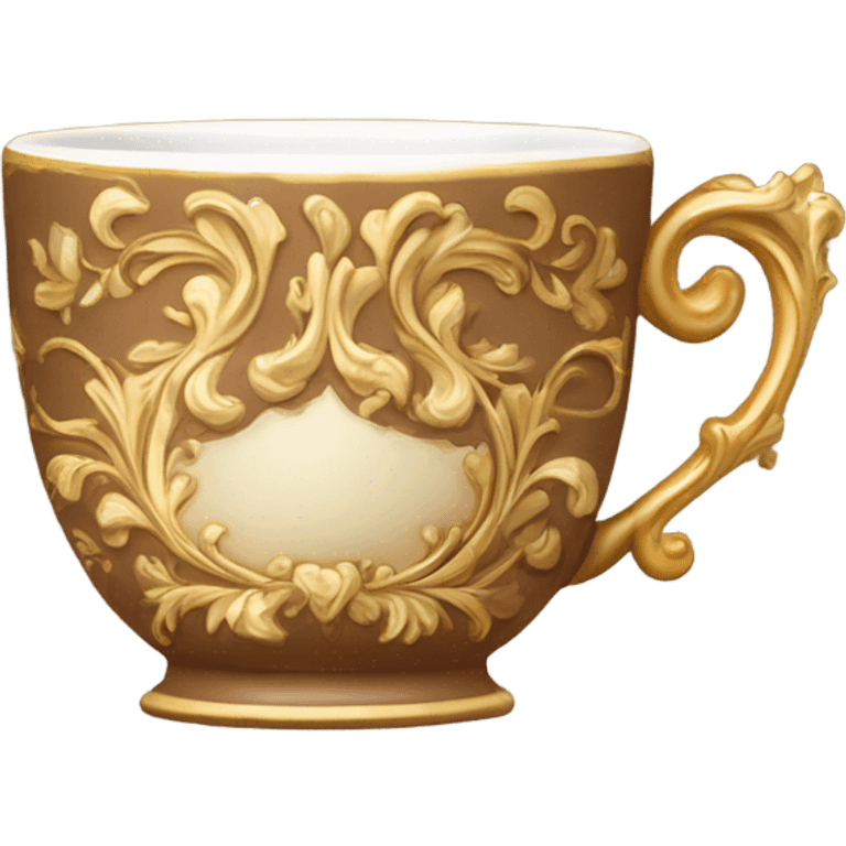 Light brown and gold vintage rococo coffee cup  emoji