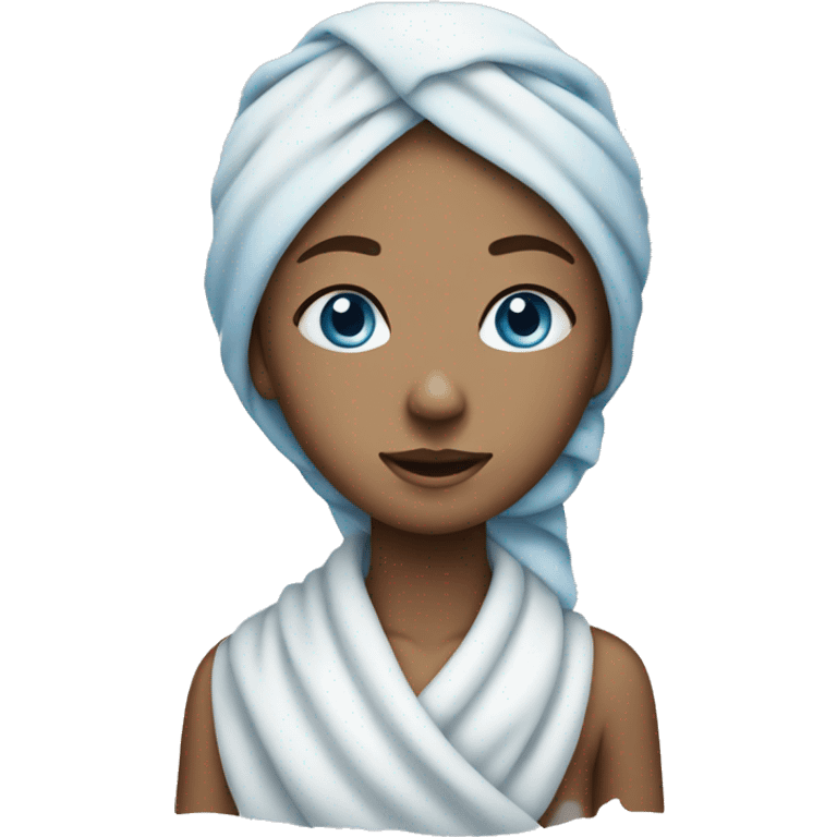 blue eyed girl with towel on her head  emoji