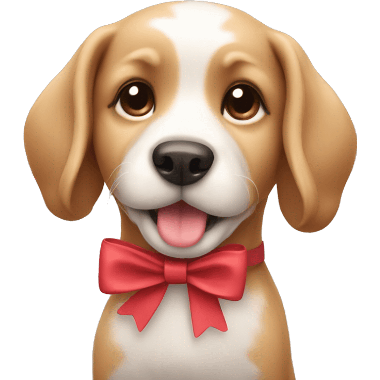 Cute dog with ping bow emoji