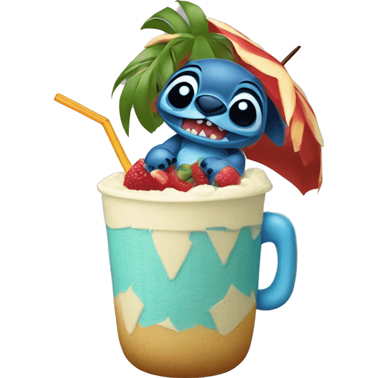 Stitch with pinocolada emoji