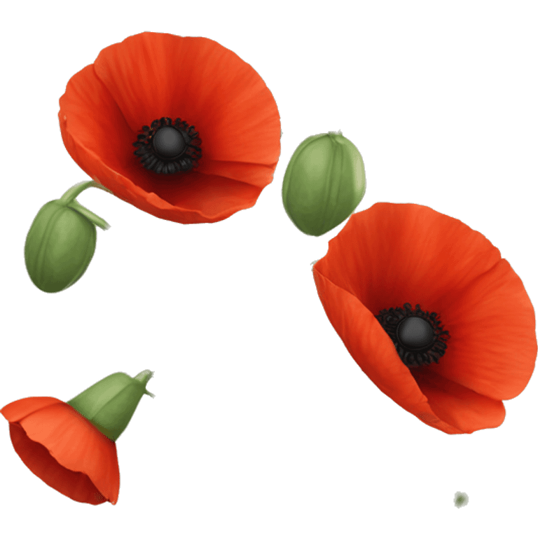 three red poppies emoji