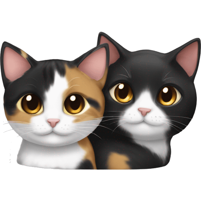 Black cat and calico torbie  emoji