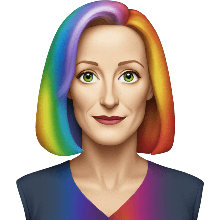 Gillian Anderson wearing rainbow colors emoji