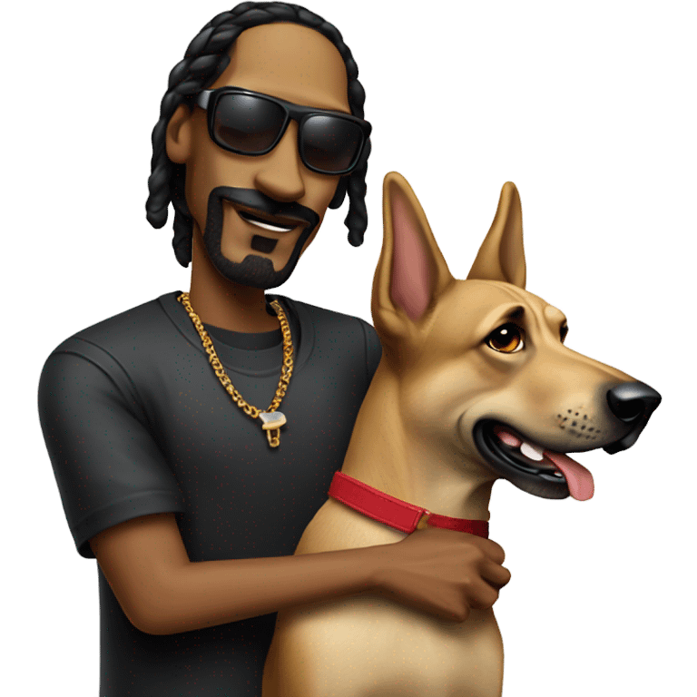 Snoop dog the rapper with a German Shepard mile high club emoji