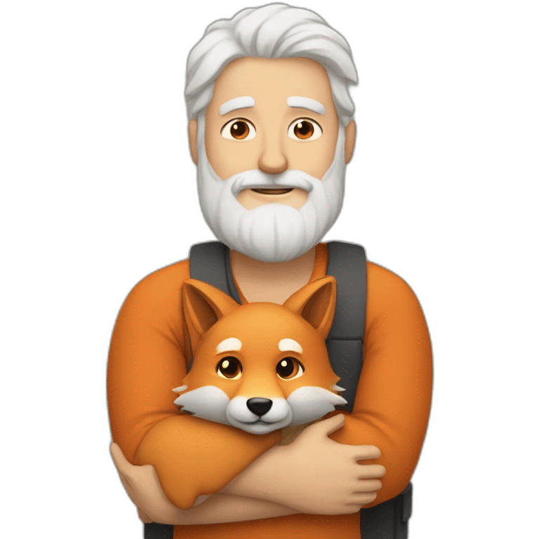 White bearded man hugging a fox emoji