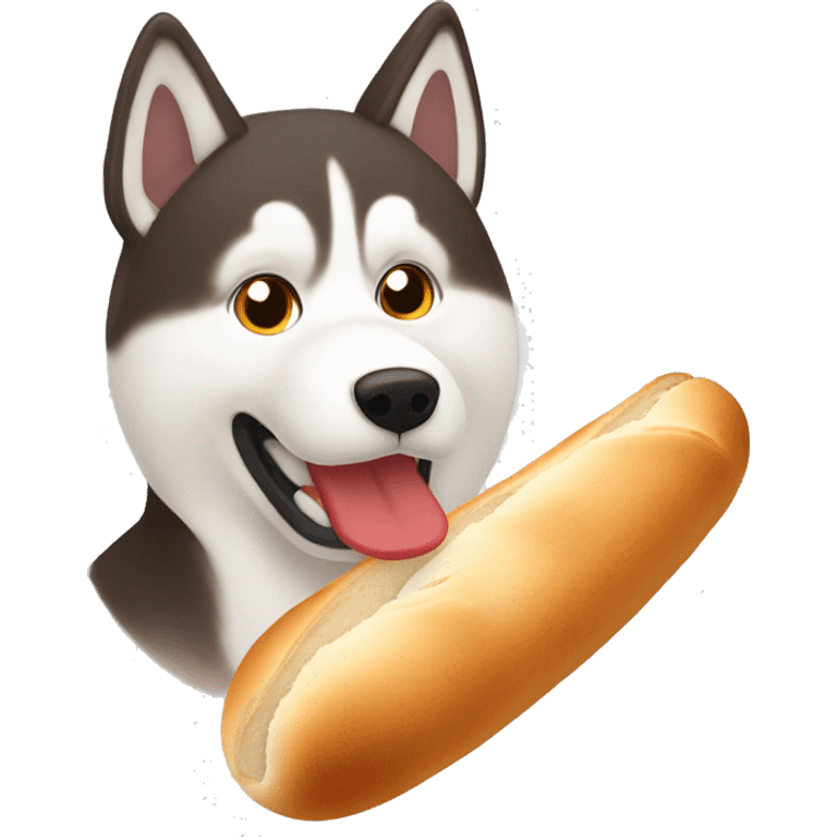  Red husky eating baguette bread  emoji