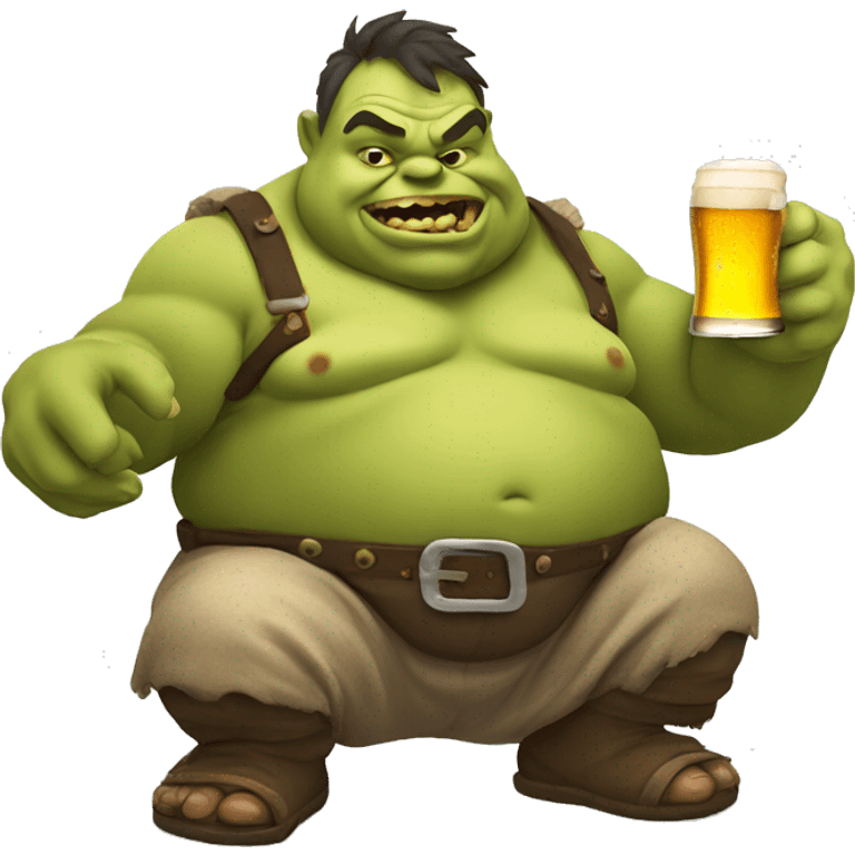 fat ogre with beer emoji