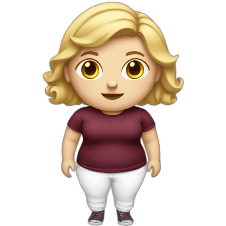 White Fat girl with burgandy t-shirt and white jeans emoji