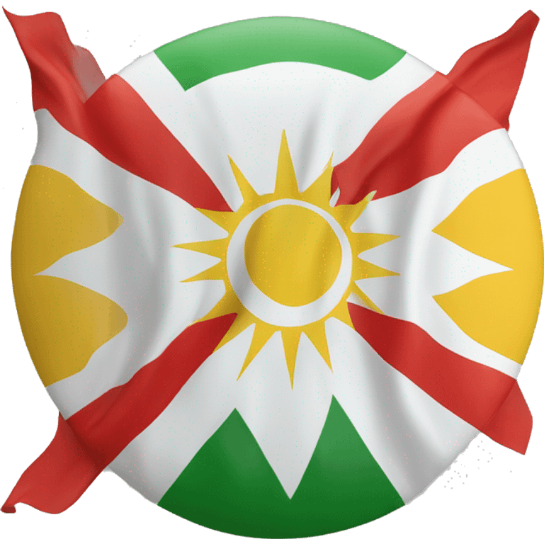 Kurdistan flag, red white sun in the middle and green emoji